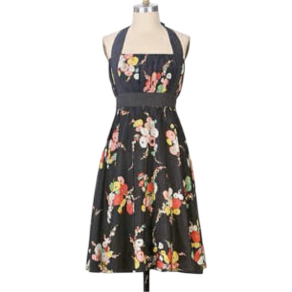 Anthropologie Dresses & Skirts - Floral Black Dress